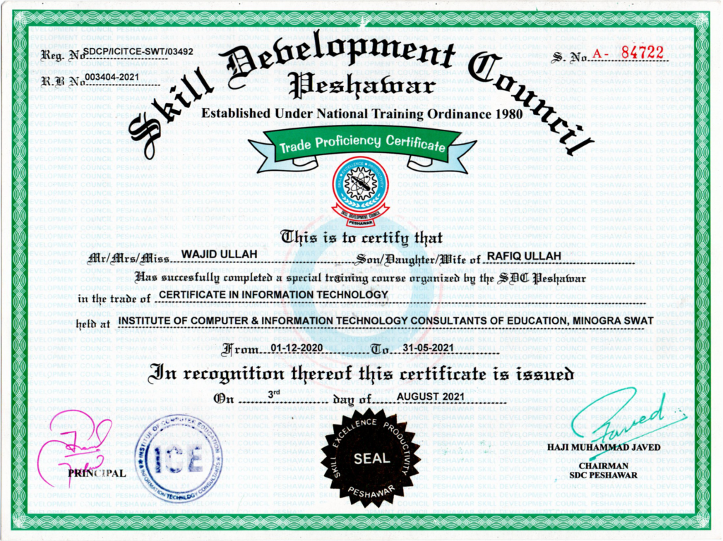 Wajid Ullah | Certificate In Information Technology | CIT | IT | Computer