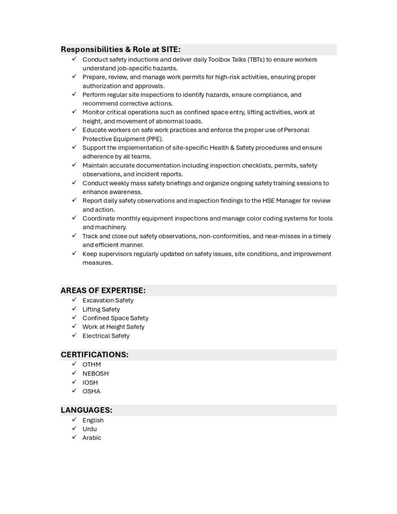 SHAHID KHAN HSE SUPERVISOR CV FIRST PAGE